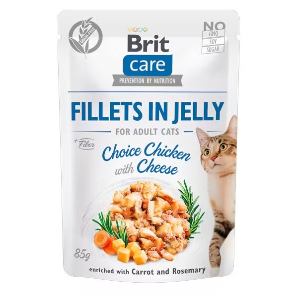 Brit Care Cat Fillets in Jelly Choice Chicken With Cheese 85 g
