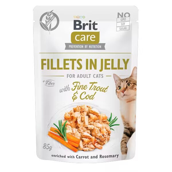 Brit Care Cat Fillets in Jelly With Fine Trout & Cod 85 g