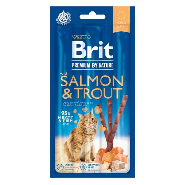 Brit Premium By Nature Cat Sticks With Salmon and Trout 3 sticks