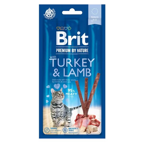 Brit Premium By Nature Cat Sticks With Turkey and Lamb 3 sticks