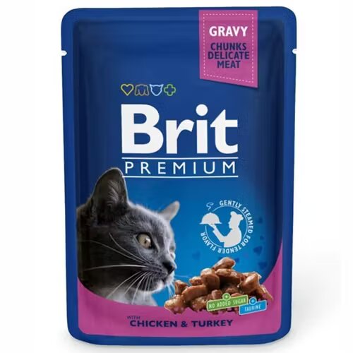 Brit Premium Cat Plic pui si curcan 100 g