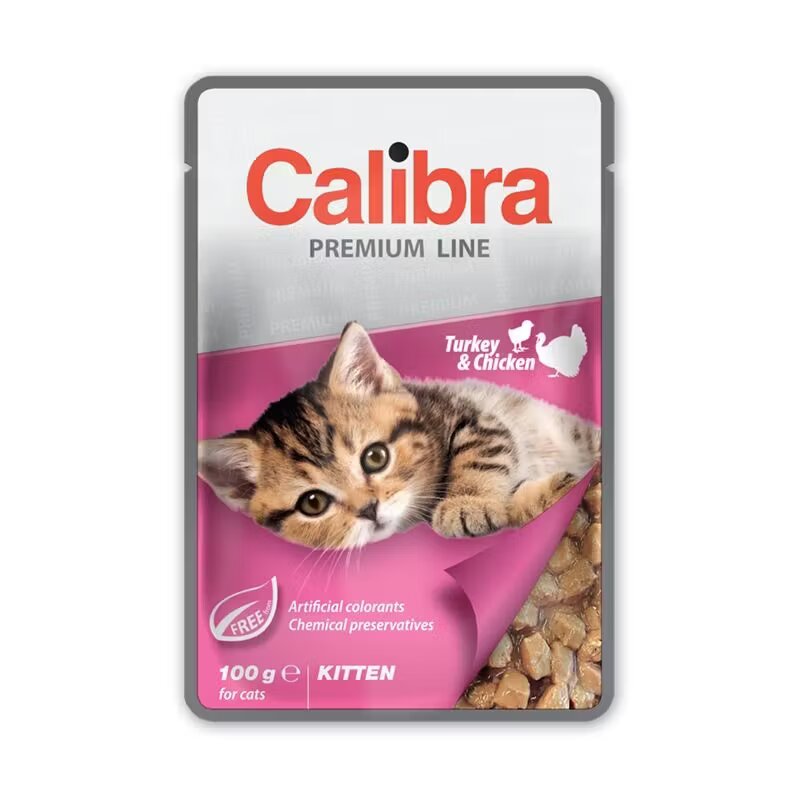 Calibra Hrana umeda pisici Cat Pouch Premium Kitten Turkey & Chicken 100 g