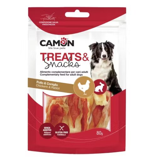 Camon Recompense pentru caini Urechi de Iepure si Carne de Pui 80 g