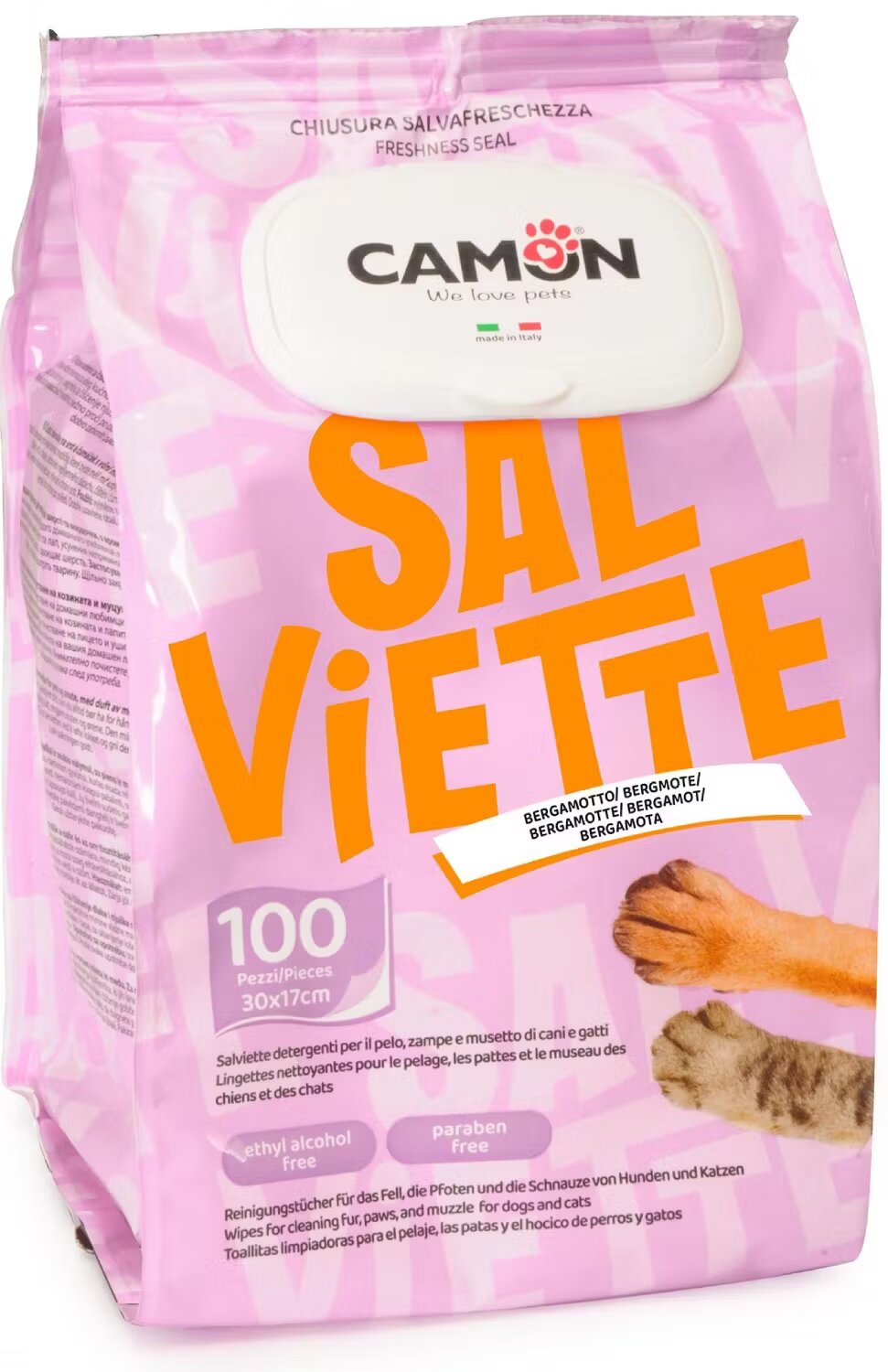 Camon Servetele umede cu parfum de bergamota pentru caini 100 buc
