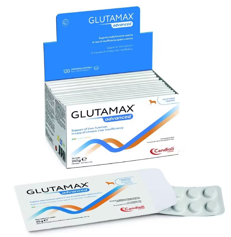 Candioli GLUTAMAX Advanced supliment hepatic pentru caini 120 tablete masticabile