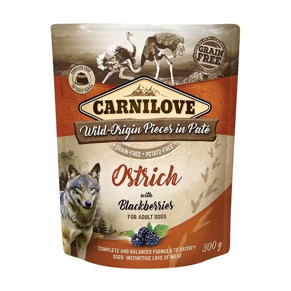 Carnilove Dog Pouch Paté Ostrich with Blackberries 300 g