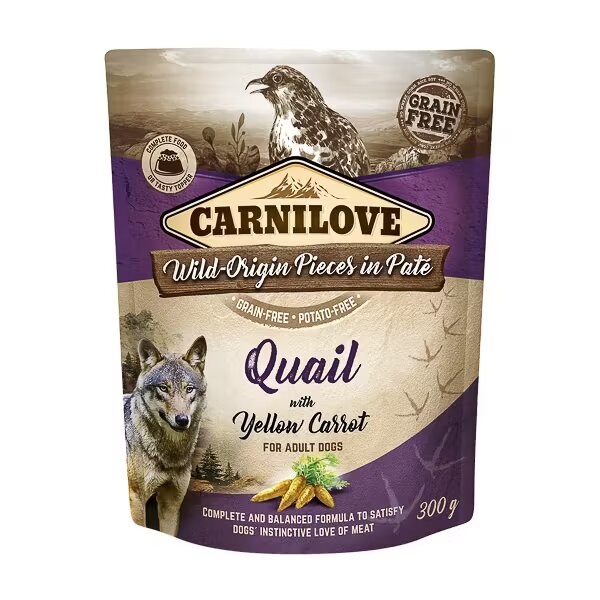 Carnilove Dog Pouch Paté Quail with Yellow Carrot 300 g