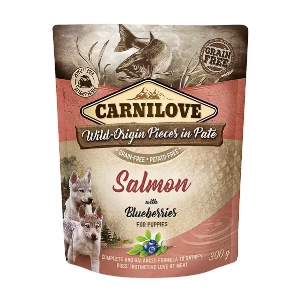 Carnilove Dog Pouch Paté Salmon with Blueberries for Puppies 300 g