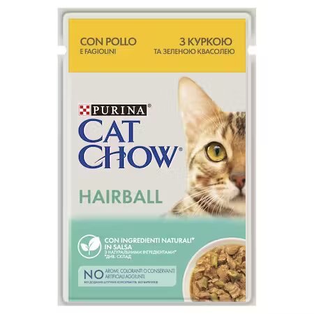 Cat Chow PURINA Hairball Control bucati cu pui si fasole verde in sos 85 g
