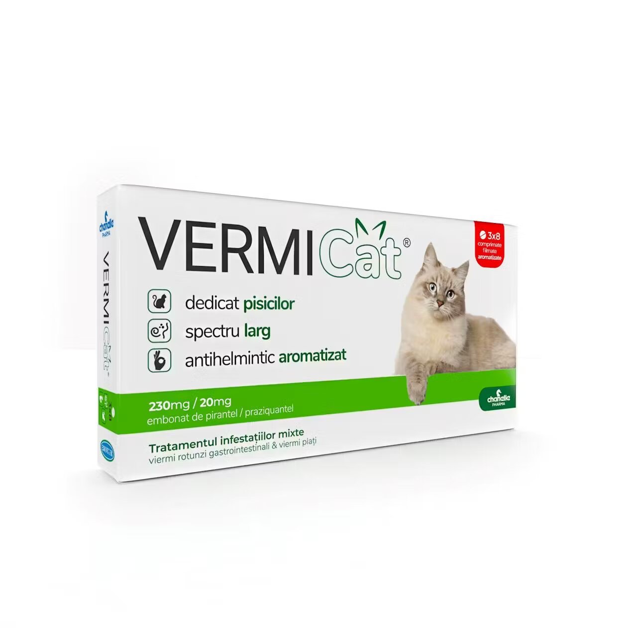 Chanelle Antiparazitar Intern Pentru Pisici Vermicat 24 tablete