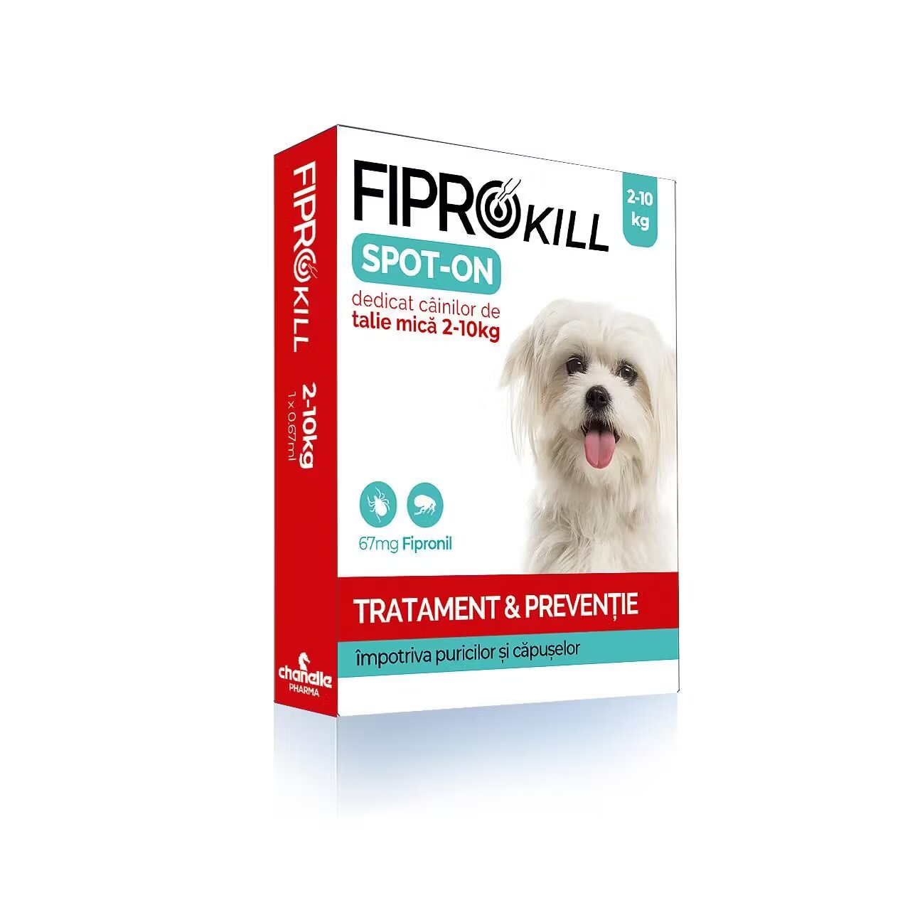 Chanelle Pipete Antiparazitare Caini 2-10 kg Fiprokill Dog S 67 mg Deparazitare Externa 3 Pipete