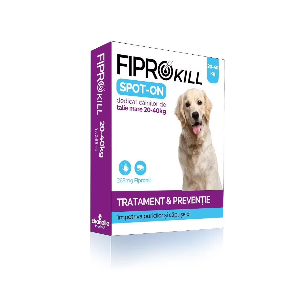Chanelle Pipete Antiparazitare Caini 20-40 kg Fiprokill Dog L 268 mg Deparazitare Externa 3 Pipete