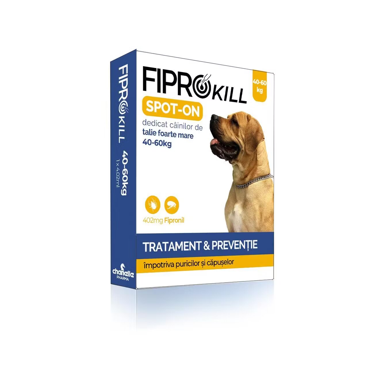 Chanelle Pipete Antiparazitare Caini 40-60 kg Fiprokill Dog XL 402 mg Deparazitare Externa 3 Pipete