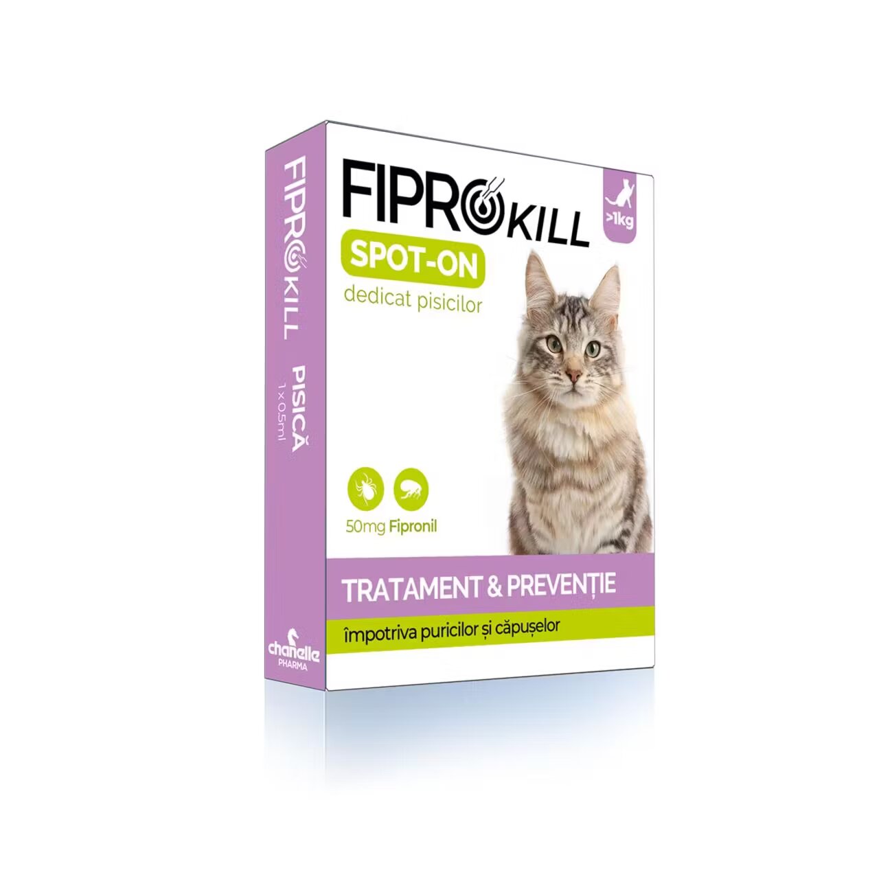 Chanelle Pipete Antiparazitare Pisici Fiprokill Cat 50 mg Deparazitare Externa 3 Pipete