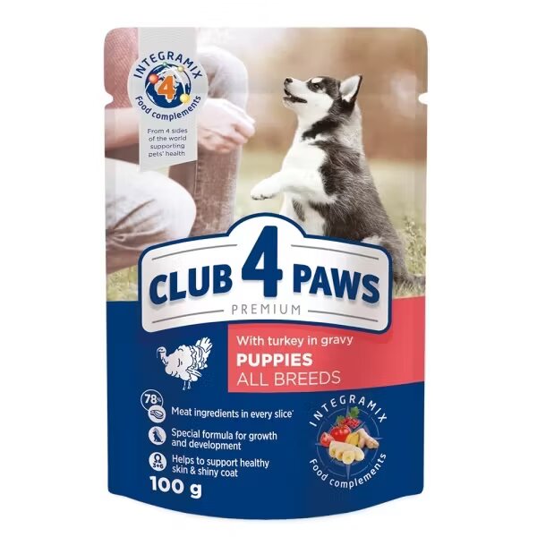 Club 4 Paws Hrana umeda premium caini Puppy All Breeds Curcan 100 g