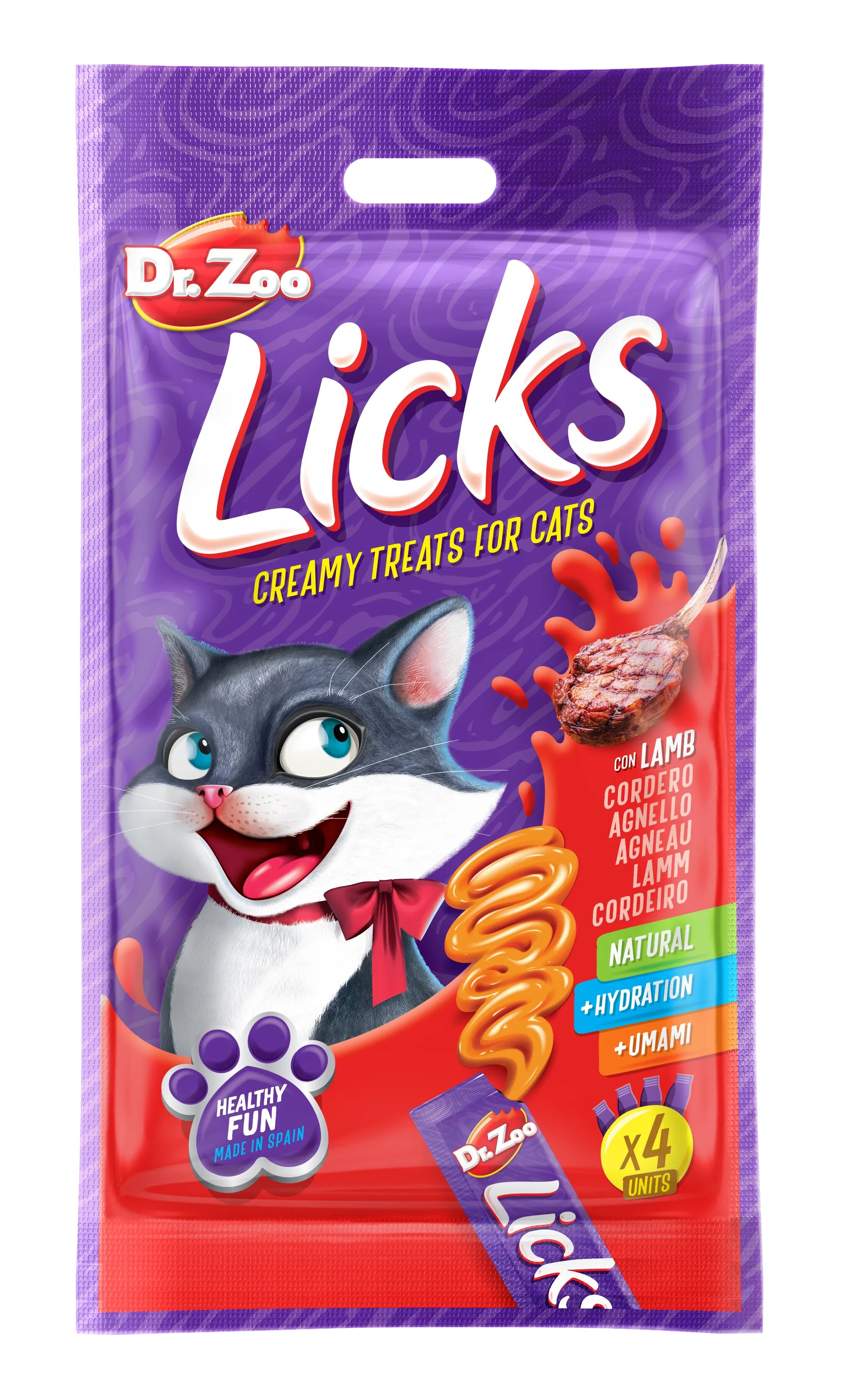 Dr Zoo Licks recompense pisici Miel 4x15 g