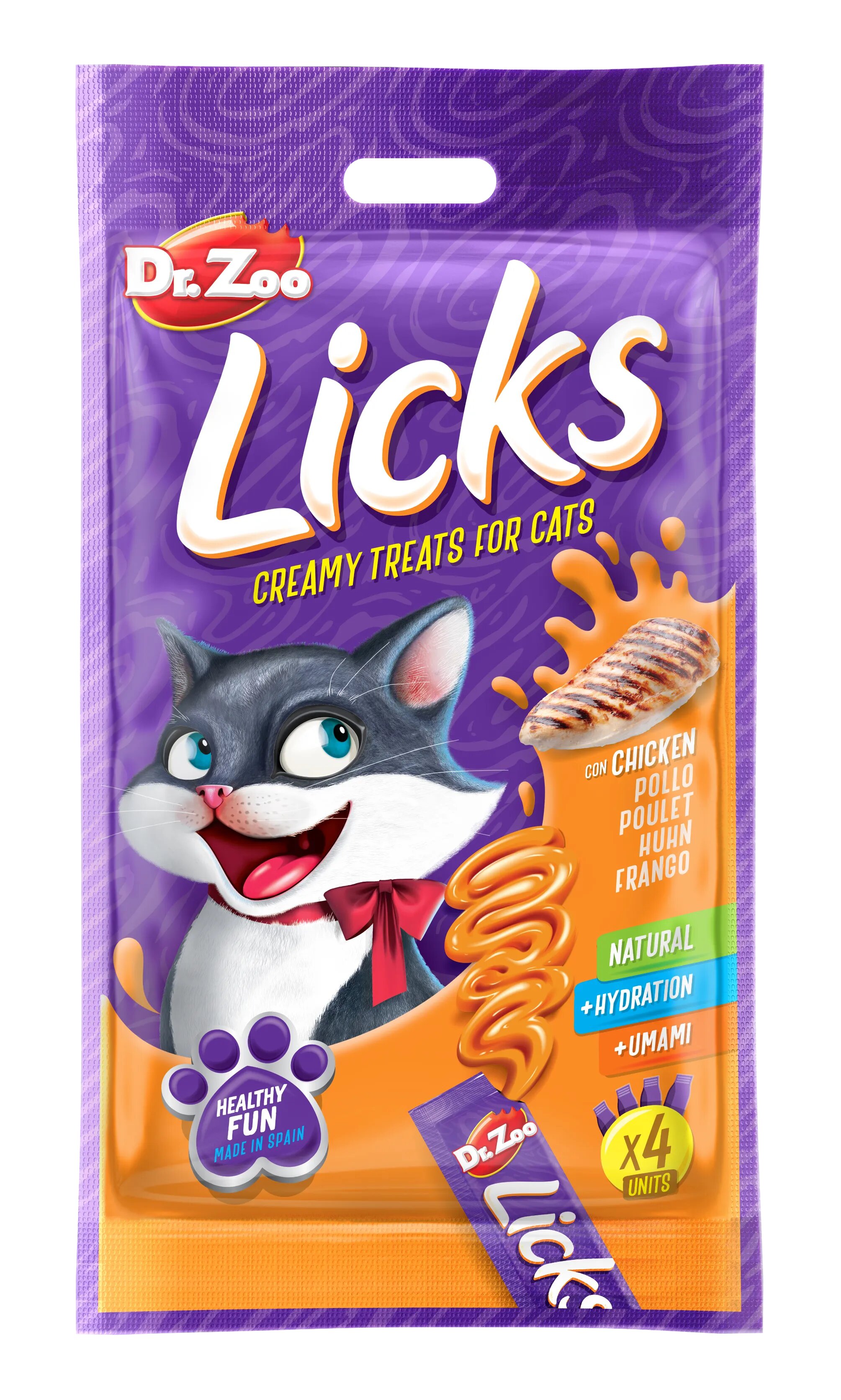 Dr Zoo Licks recompense pisici Pui 4x15 g