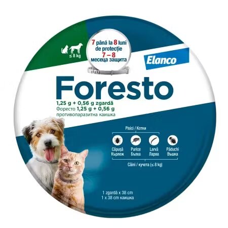 Elanco Foresto Zgarda Antiparazitara S (sub 8 kg) pentru caini si pisici