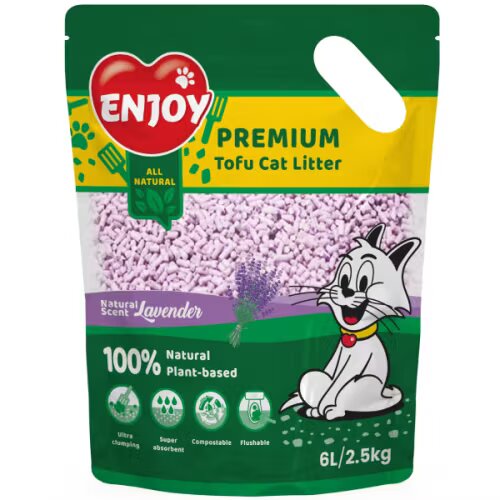 Enjoy Asternut pentru litiera Tofu cu Lavanda 6 L/ 2.5 kg