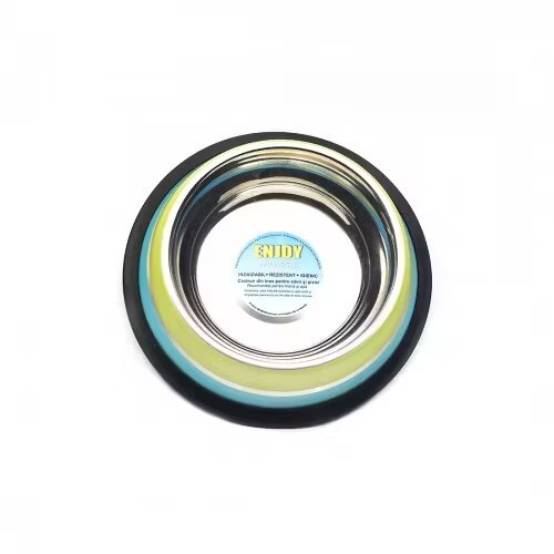 Enjoy Castron antiderapant inox pentru caini Green Aqua 0.45 L
