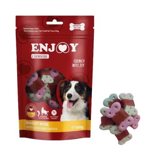 Enjoy Recompense pentru caini Carnivore Biscuit Bites cu pui 100 g