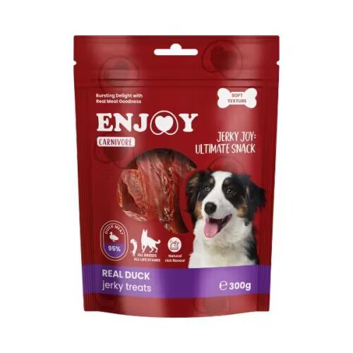Enjoy Recompense pentru caini Carnivore Real Duck Jerky Treats cu rata 300 g
