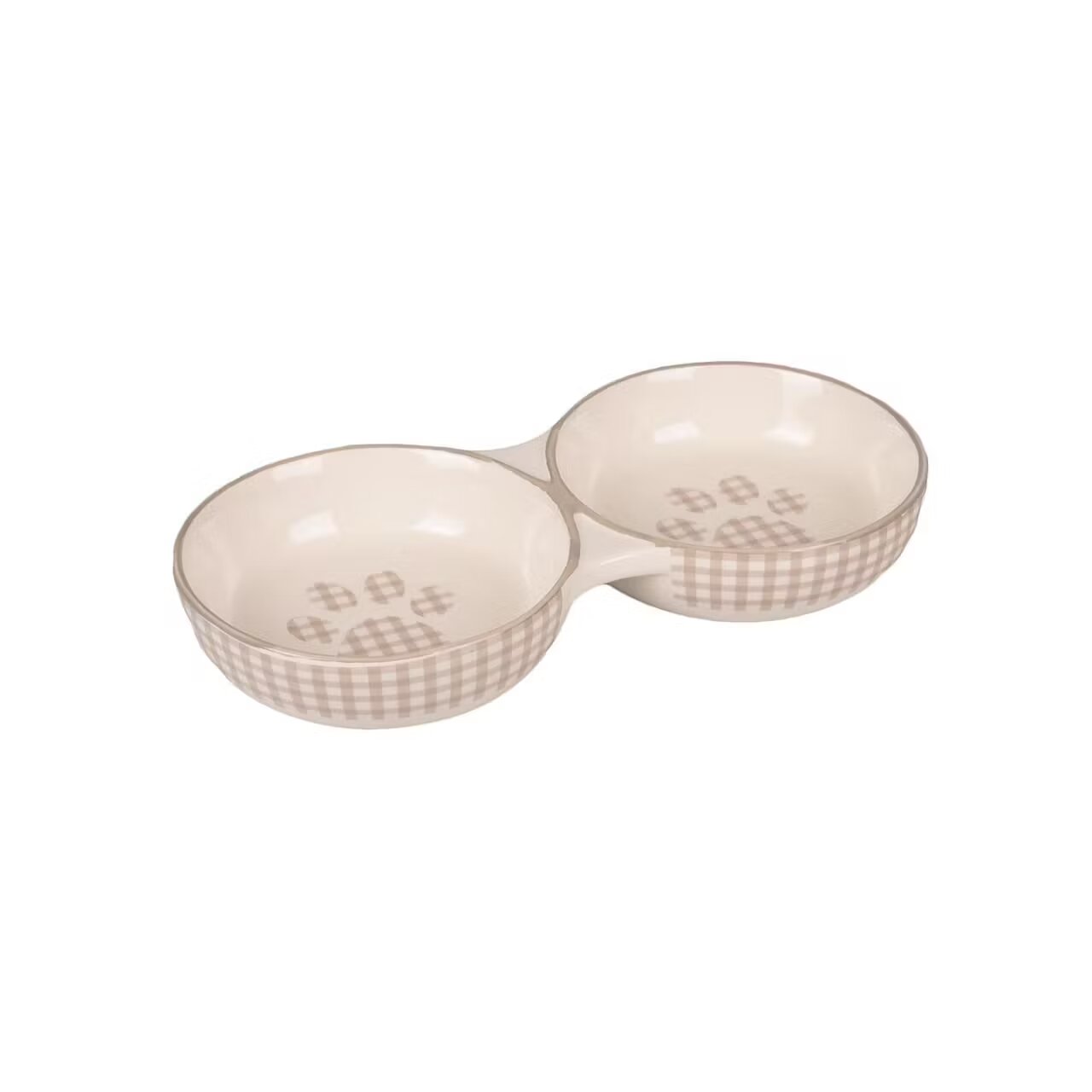 Flamingo Castron Dublu din Ceramica pentru Pisici Mylo Alb-Crem 2x11 cm/ 145 ml