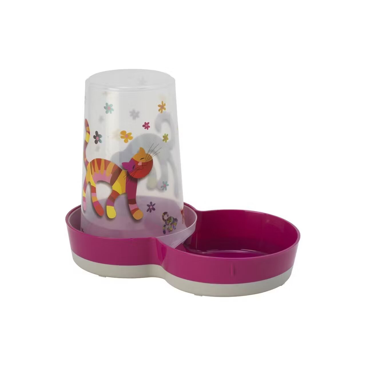 Flamingo DISPENSER AUTOMAT HRANA SI APA PENTRU PISICI FRIENDS FOREVER PINK 15L