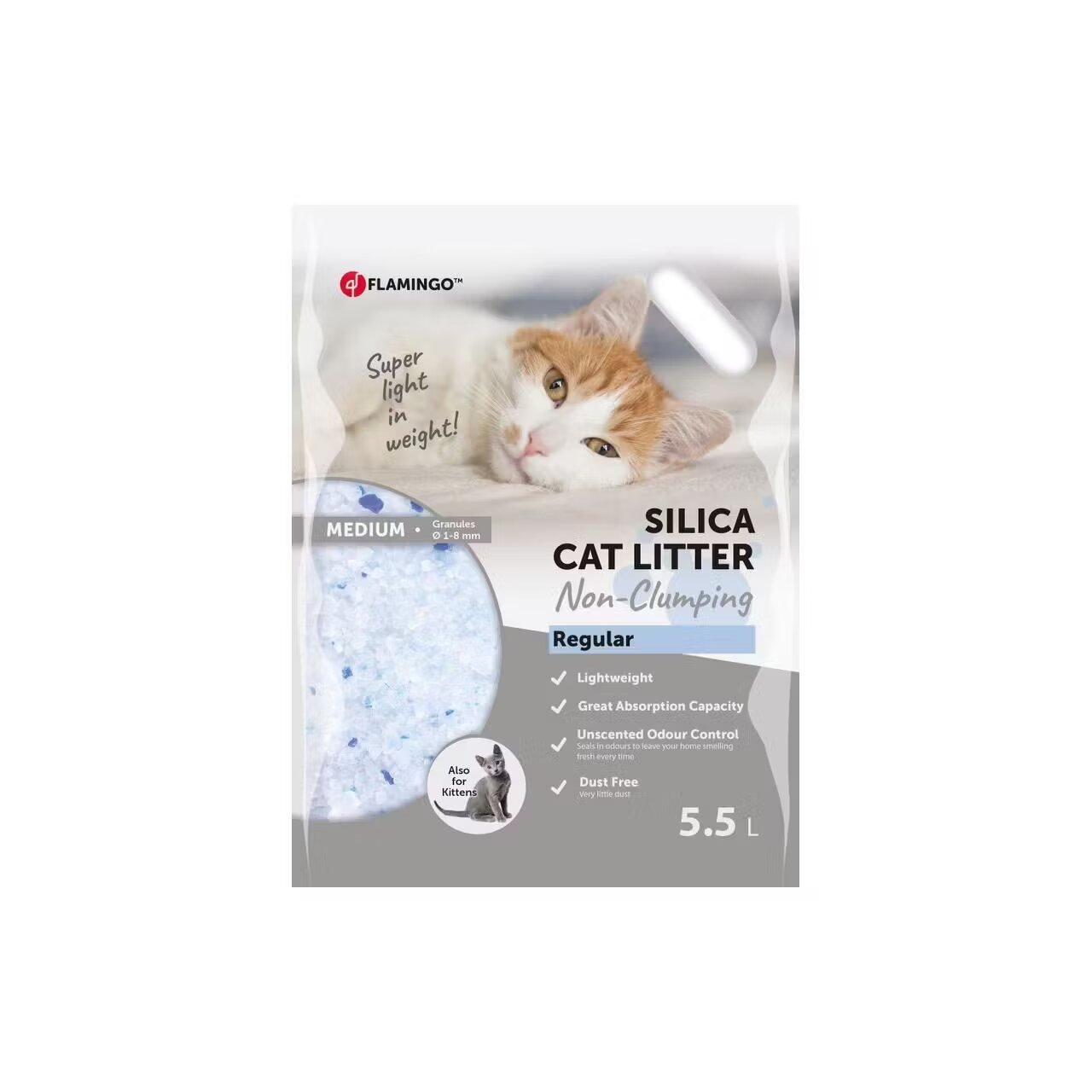 Flamingo NISIP SILICA-GEL PENTRU PISICI MEDIUM 55L