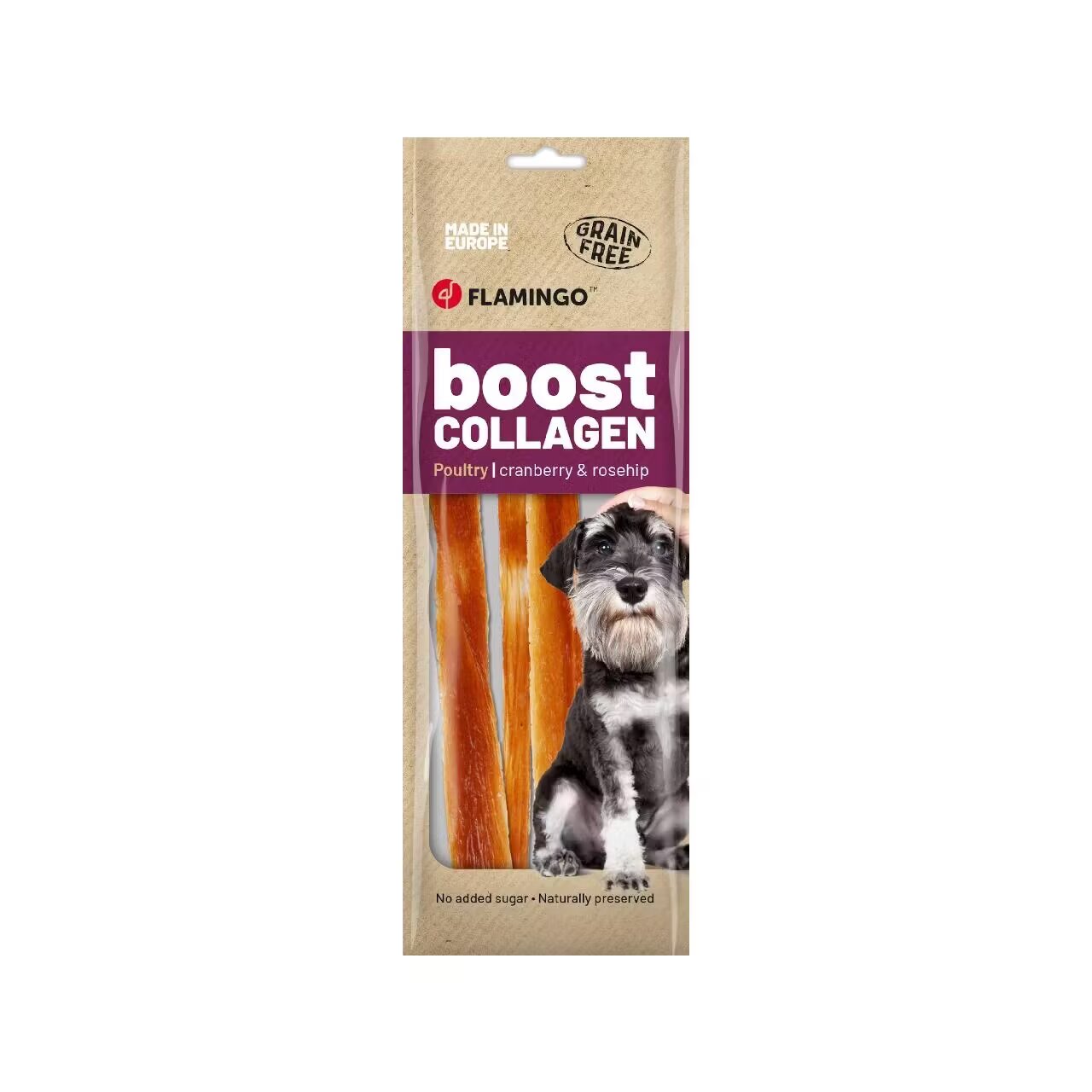 Flamingo Recompense Caini Snack Collagen Boost Strips cu Pui 60 g