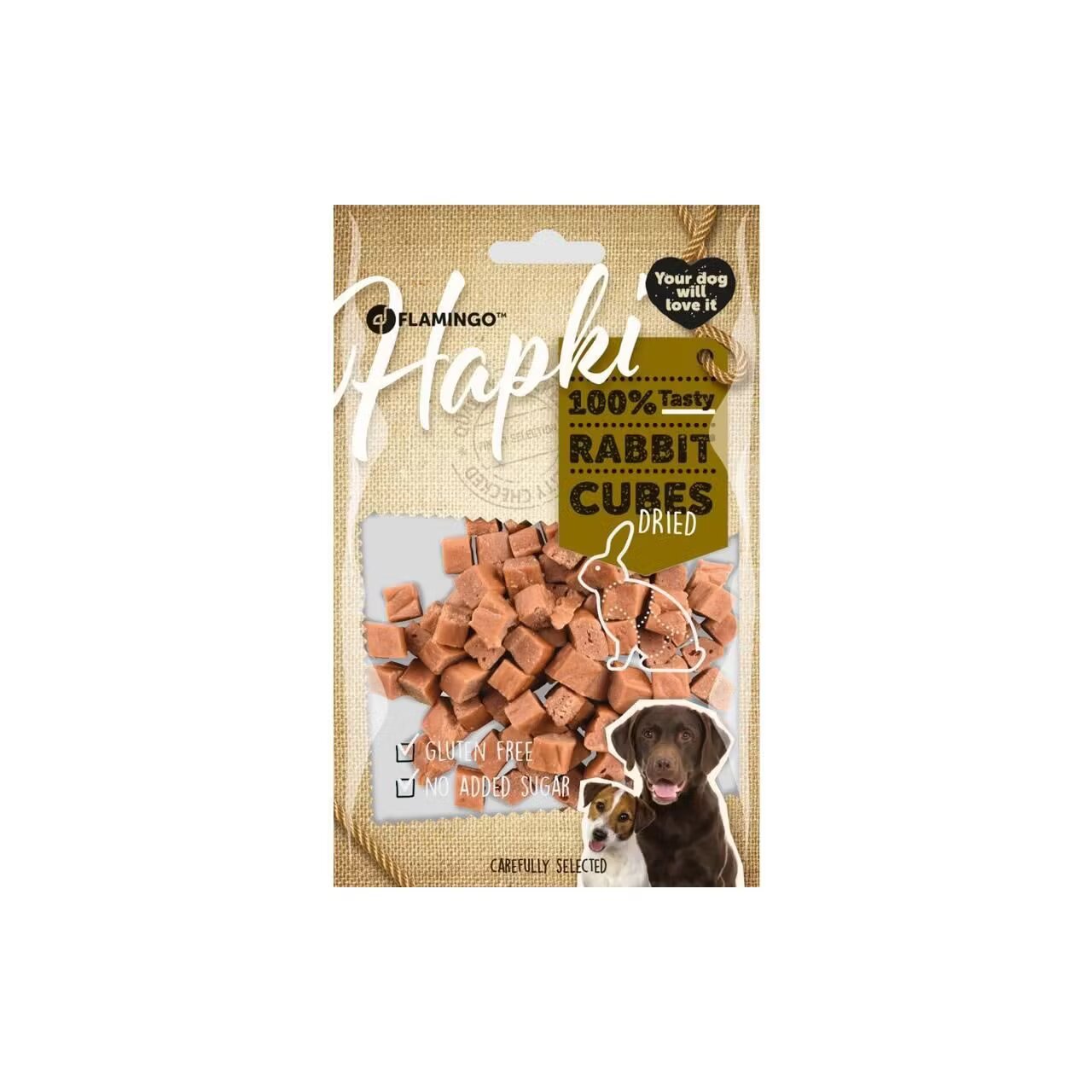 Flamingo RECOMPENSE PENTRU CAINI SNACK HAPKI CUBURI CU IEPURE 85G