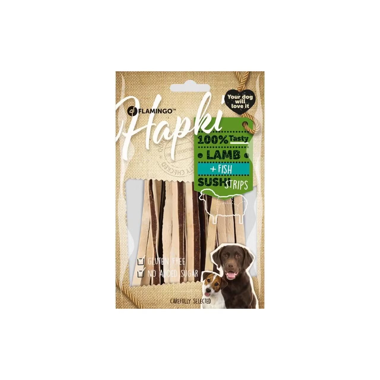 Flamingo RECOMPENSE PENTRU CAINI SNACK HAPKI SUSHI STRIPS MIEL&PESTE 85G