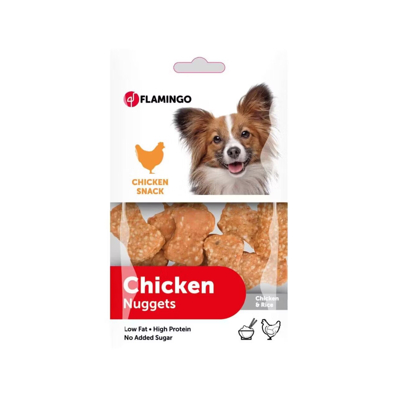 Flamingo RECOMPENSE PENTRU CAINI SNACK NUGGETS CU PUI SI OREZ 85 GR