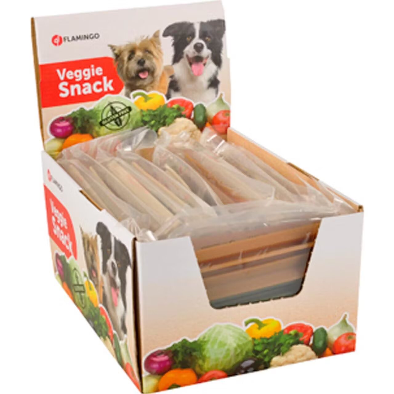 Flamingo RECOMPENSE PENTRU CAINI VEGGIE STICK ROD 18CM MIX DISPLAY (6 BUC/PLIC) 60 BUC/SET/517070