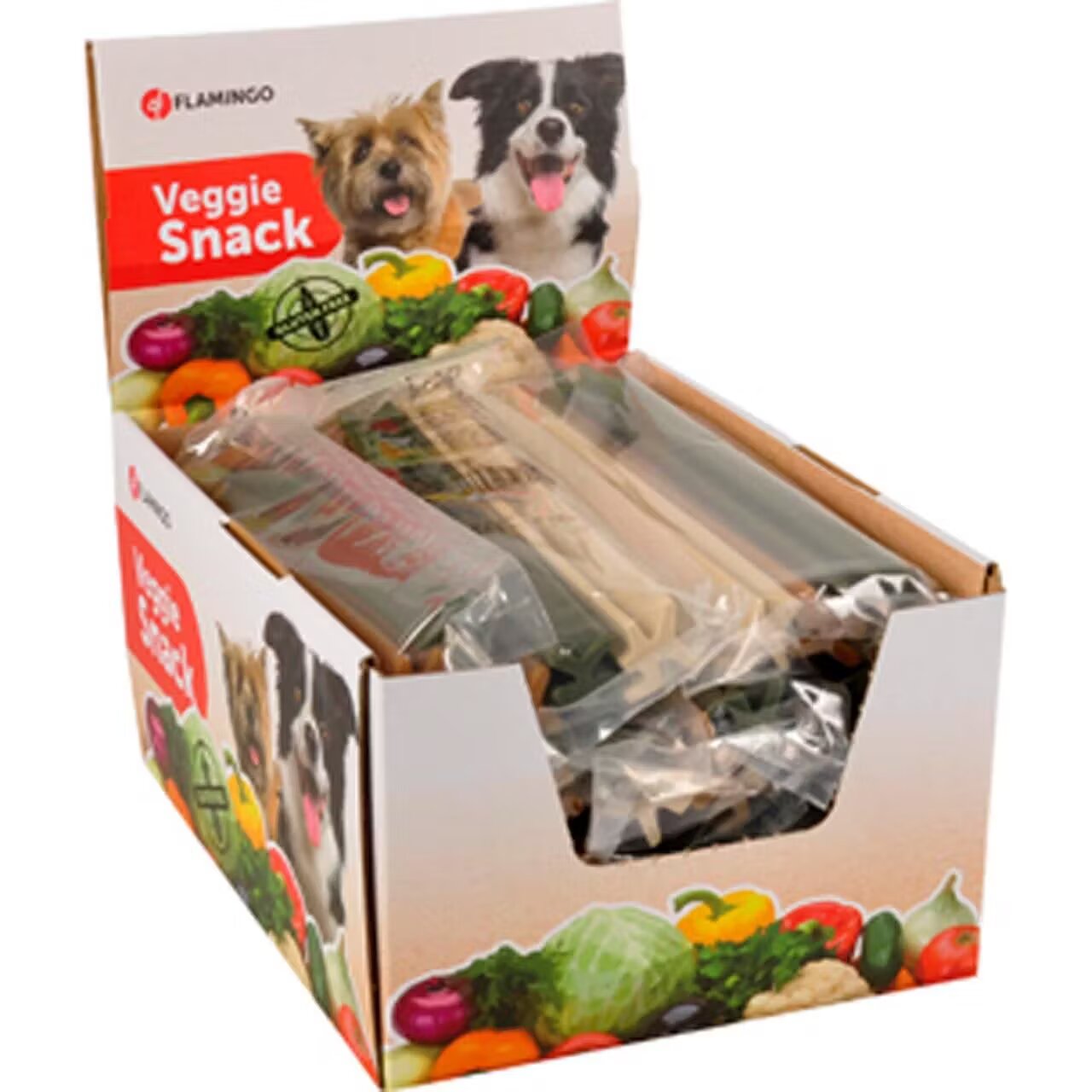 Flamingo RECOMPENSE PENTRU CAINI VEGGIE STICK ROD 24CM MIX DISPLAY (3 BUC/PLIC) 36 BUC/SET/517071