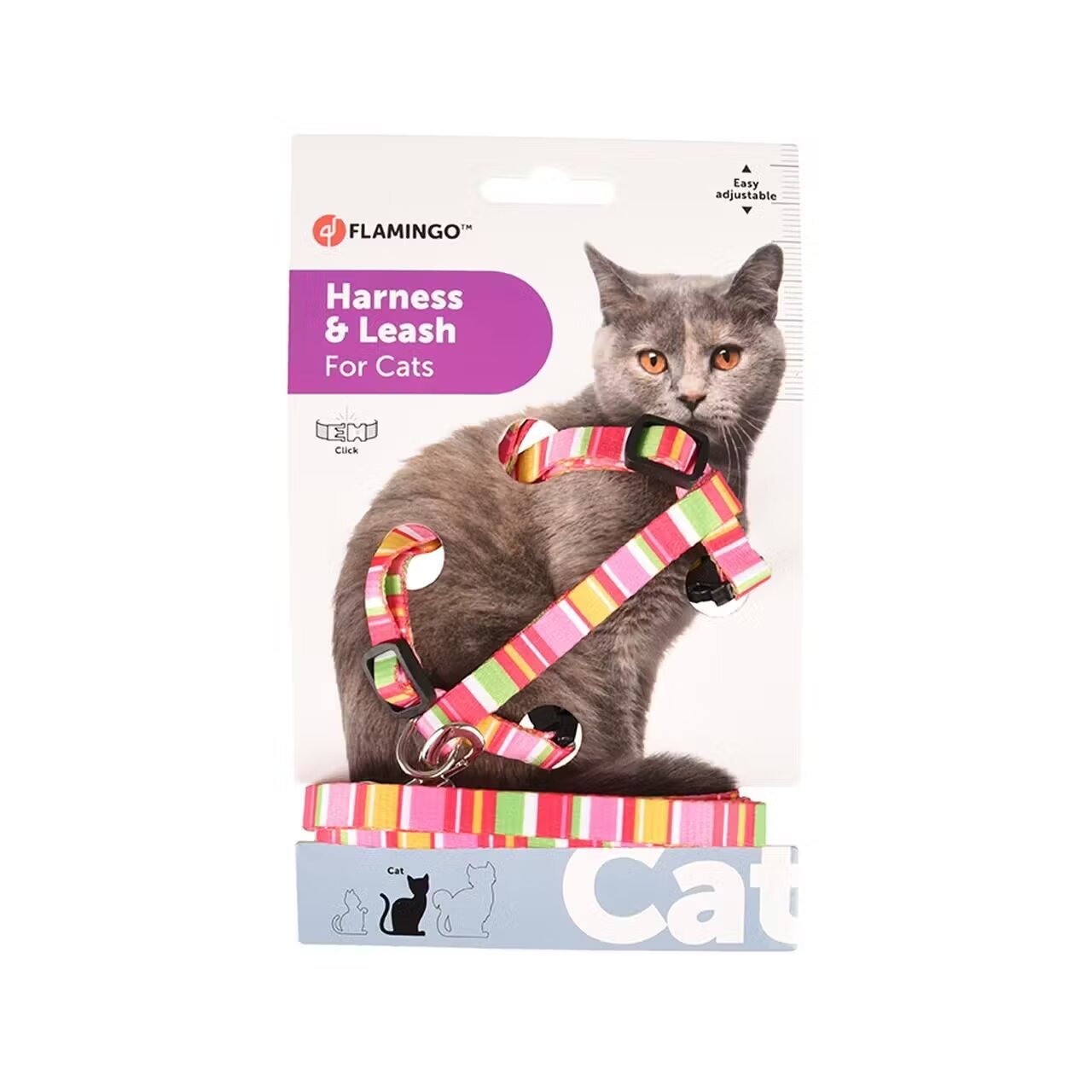Flamingo Set Ham & Lesa pentru Pisica Amira Pink 20-35 cm x 10 mm