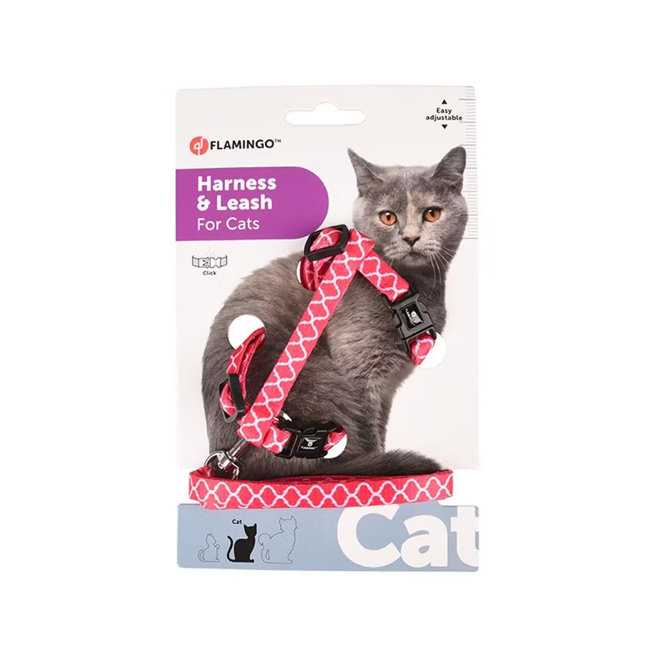 Flamingo Set Ham & Lesa pentru Pisica Amsi Pink 20-35 cm x 10 mm