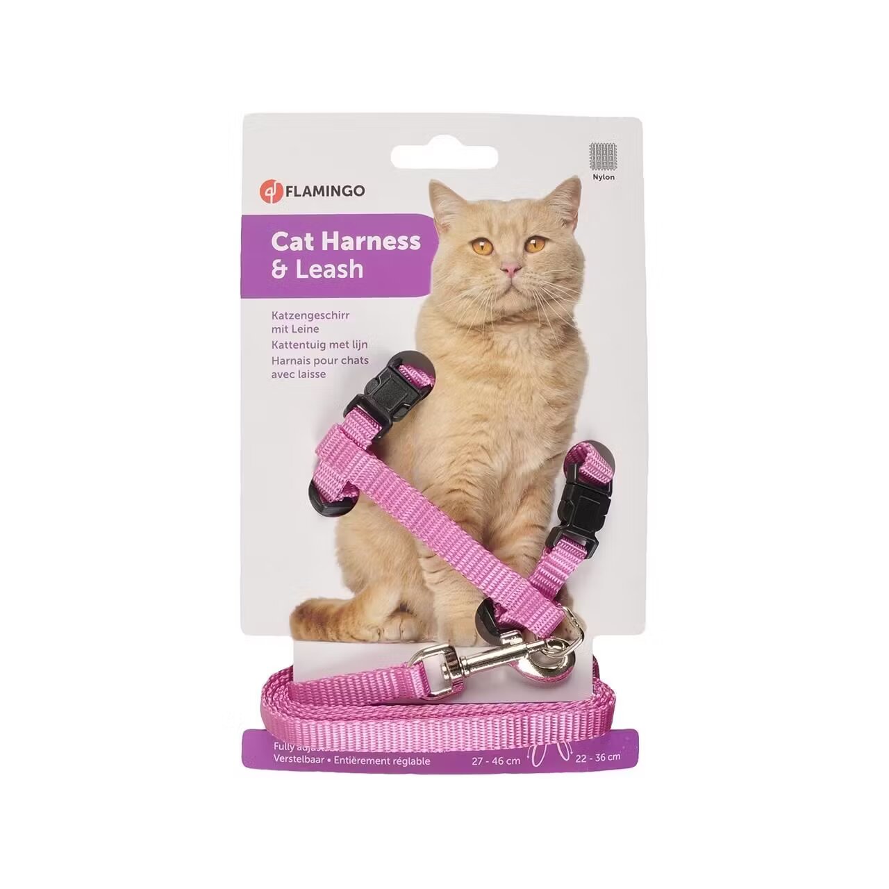 Flamingo Set Ham & Lesa pentru Pisica Ziggi Pink 22-36 cm x 10 mm