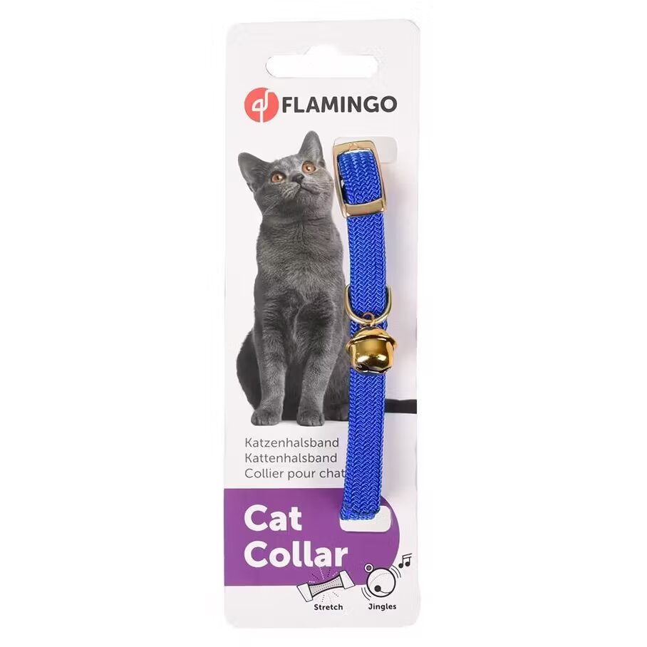 Flamingo Zgarda Blue Elastic Cu Clopotel Pisici 32 cm x 10 mm