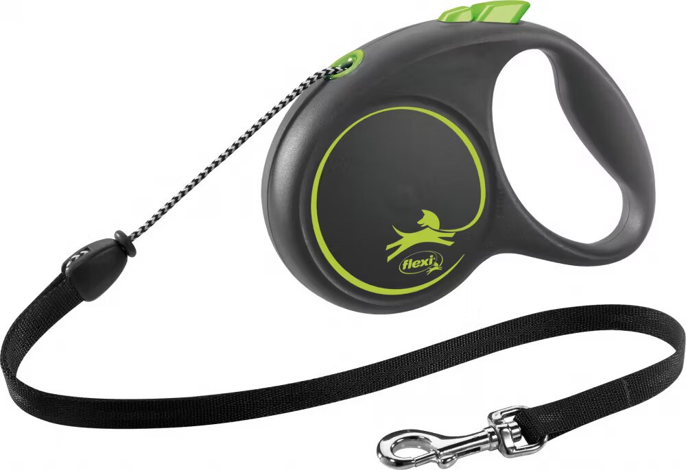 Flexi Lesa Black Design Snur M: 5m/20kg Green 12264
