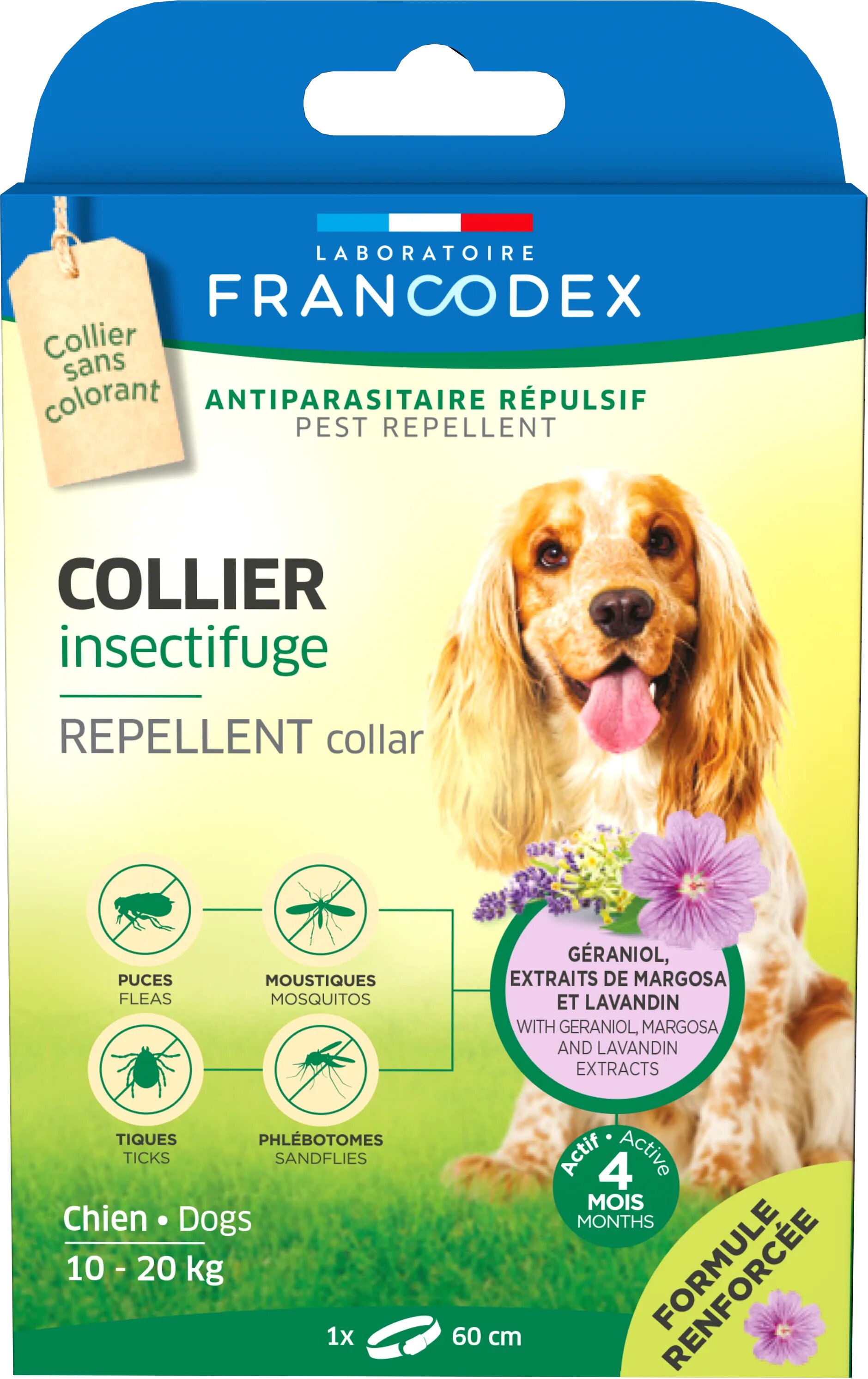 Francodex zgarda antiparazitara geraniol dog medium 10-20 kg