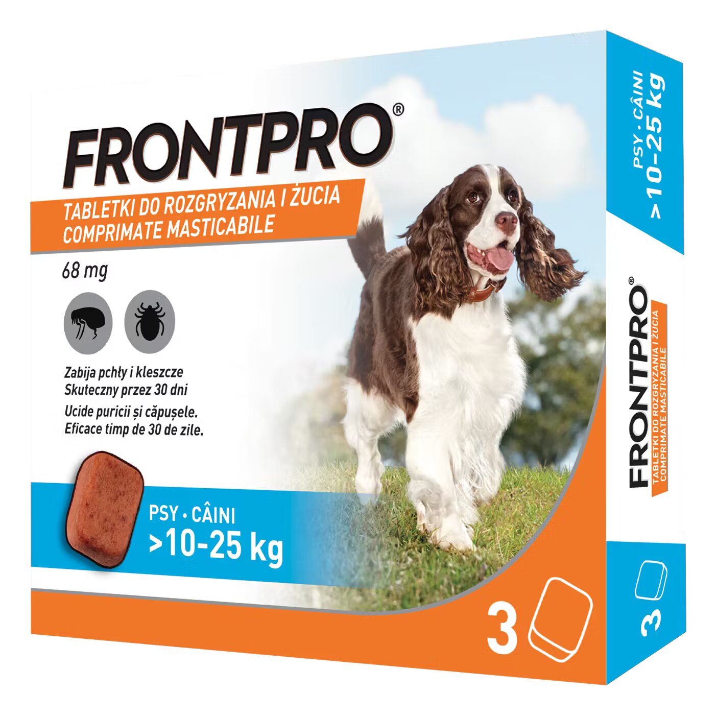 Frontpro Comprimate masticabile antiparazitare caini L 68 mg >10-25 kg 3 buc/ cutie