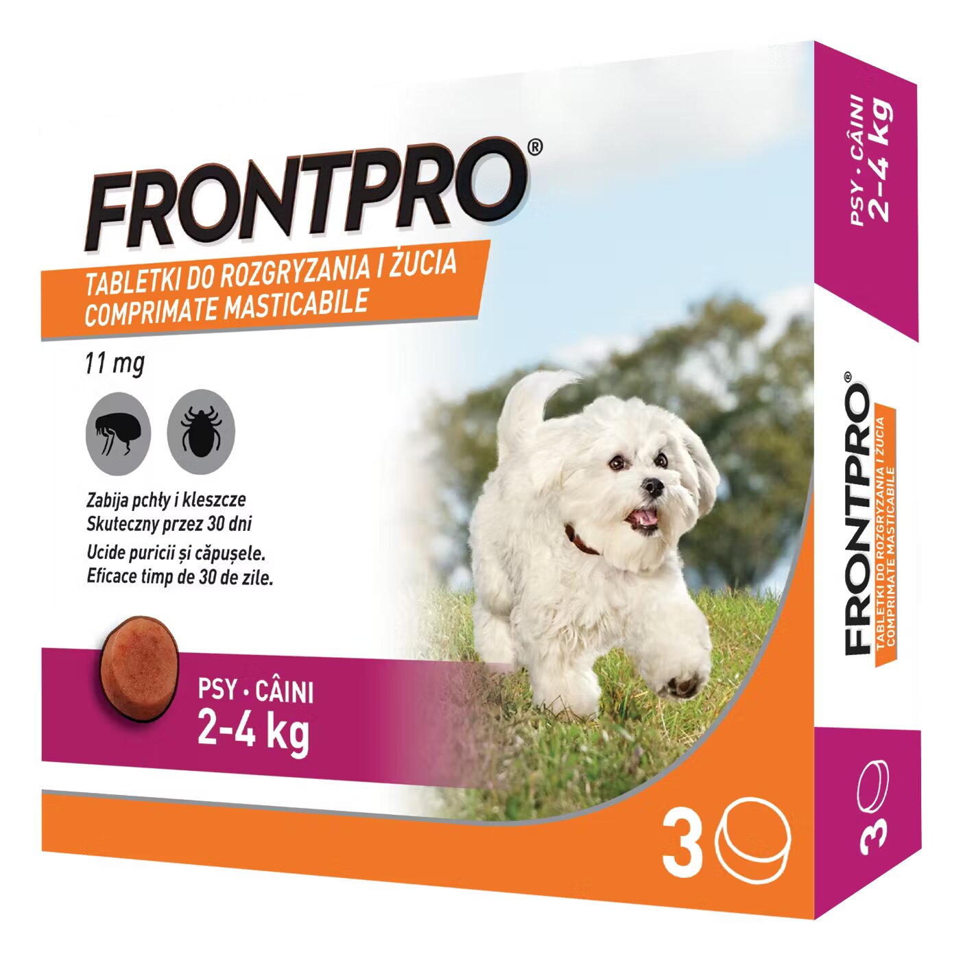 Frontpro Comprimate masticabile antiparazitare caini S 11.3 mg 2-4 kg 3 buc/ cutie