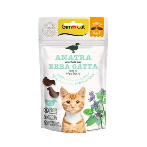 GimCat Recompense pisici adulte Crunchy Rata si Iarba Matei 50 g