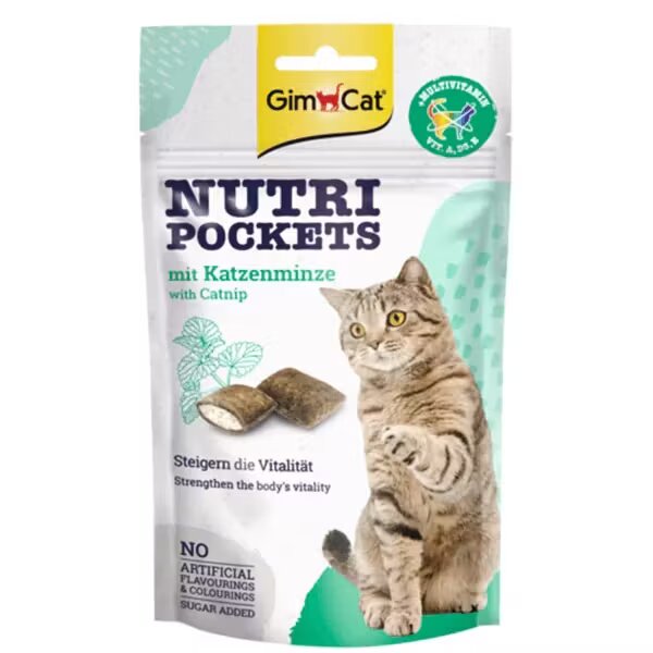 GimCat Recompense pisici Nutri Pockets cu Iarba Pisicii si Multivitamine 60 g