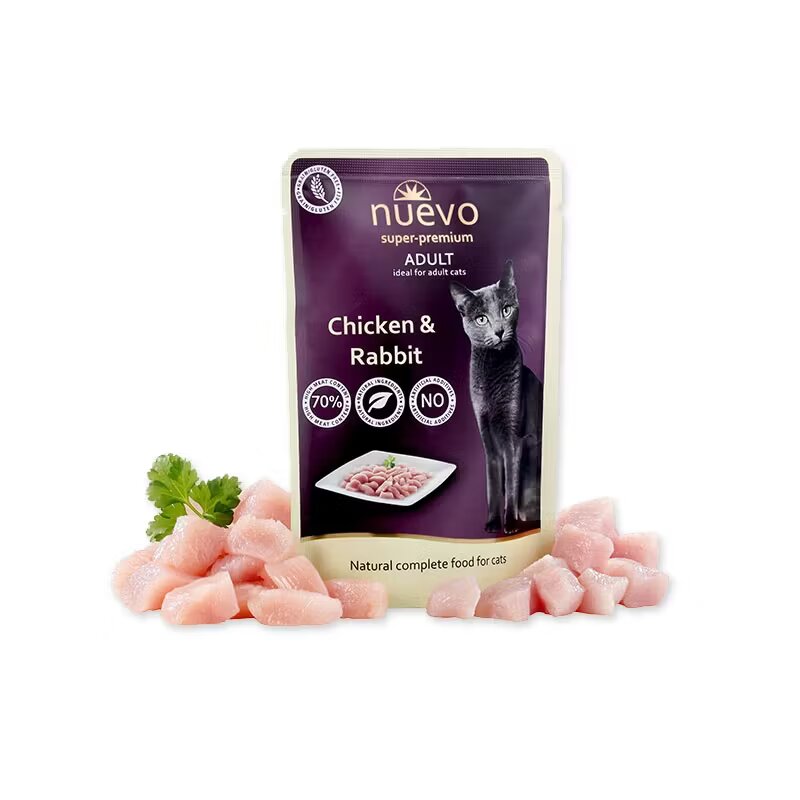 GlobalPet Nuevo Cat Adult Plic Pui Si Iepure 85 g