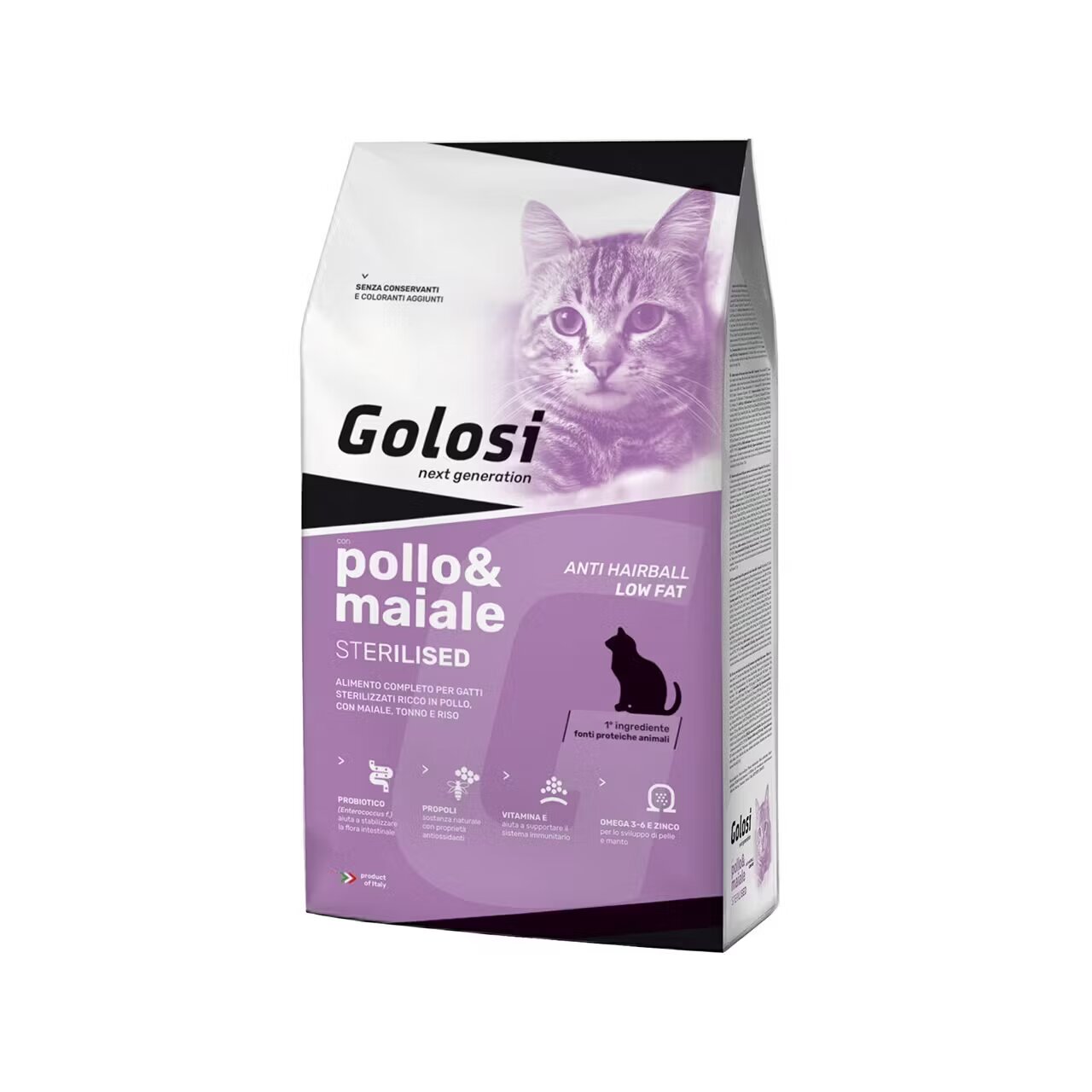Golosi Hrana uscata premium pisici Pui & Porc Sterilised Anti Hairball Low Fat 20 kg