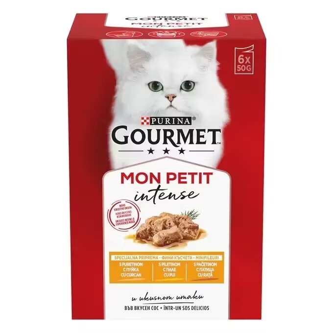 Gourmet Mon Petit Pachet Mixat Pui Rata si Curcan 6x50 g