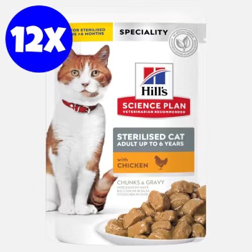 Hills Hrana umeda pisici Hill's Science Plan Feline Sterilised Adult Chicken 12x85 g