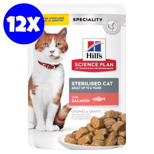 Hills Hrana umeda pisici Hill's Science Plan Feline Sterilised Adult Salmon 12x85 g